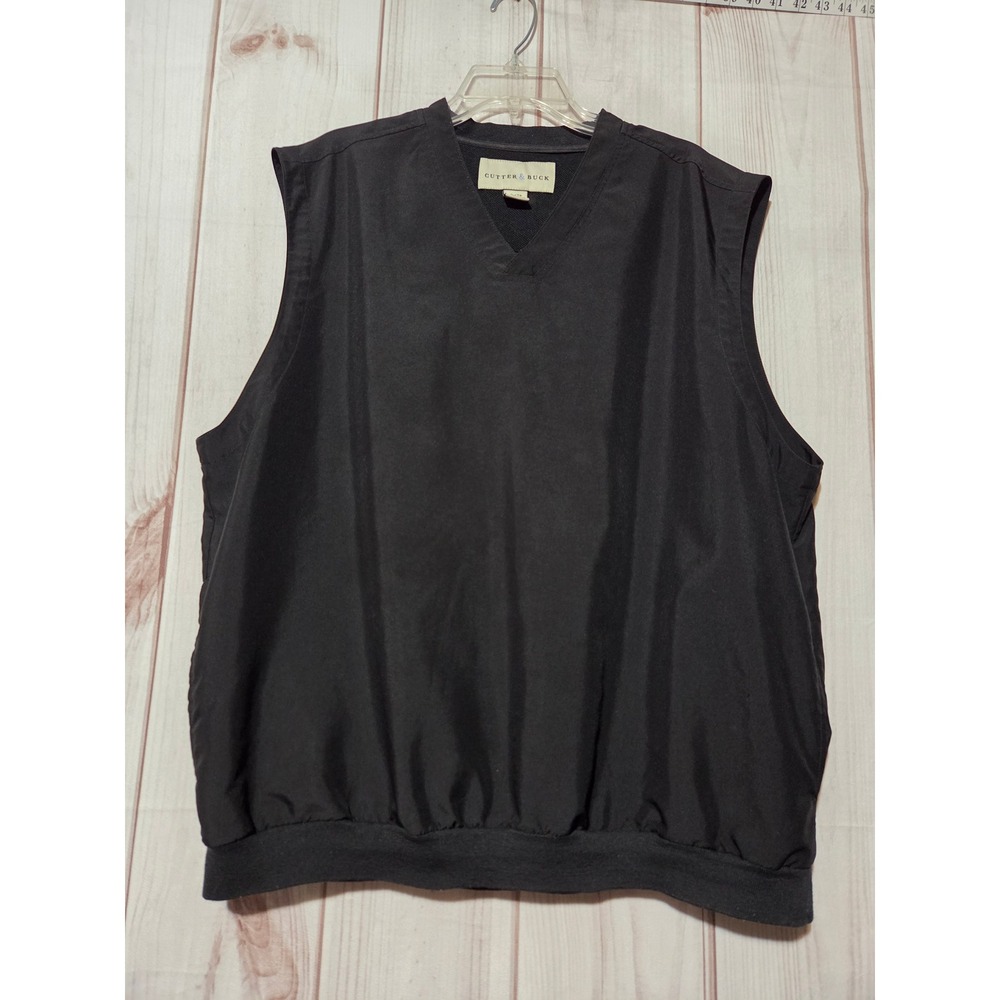 Cutter & Buck Mens XL Black V-Neck Golf Vest Water Resistant Mesh Lined‎